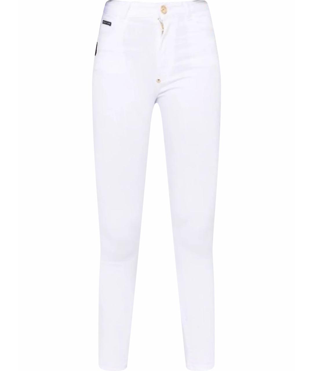 PHILIPP PLEIN Белые хлопко-полиэстеровые джинсы слим, фото 1