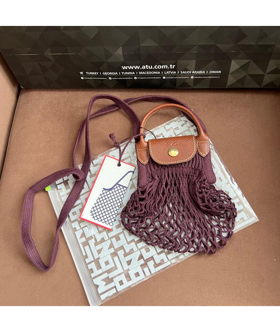 LONGCHAMP Бордовая хлопковая сумка через плечо, фото 5