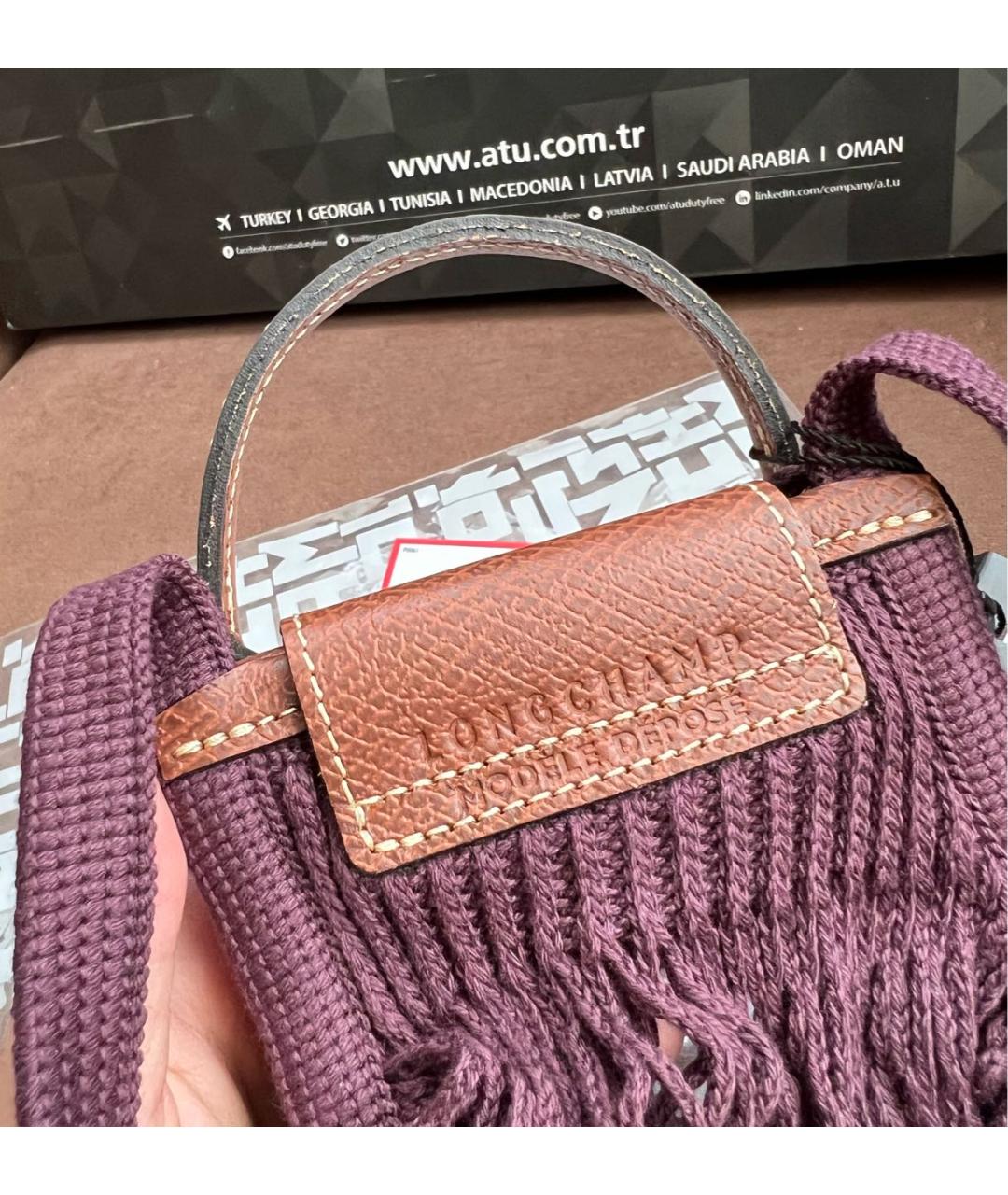 LONGCHAMP Бордовая хлопковая сумка через плечо, фото 6