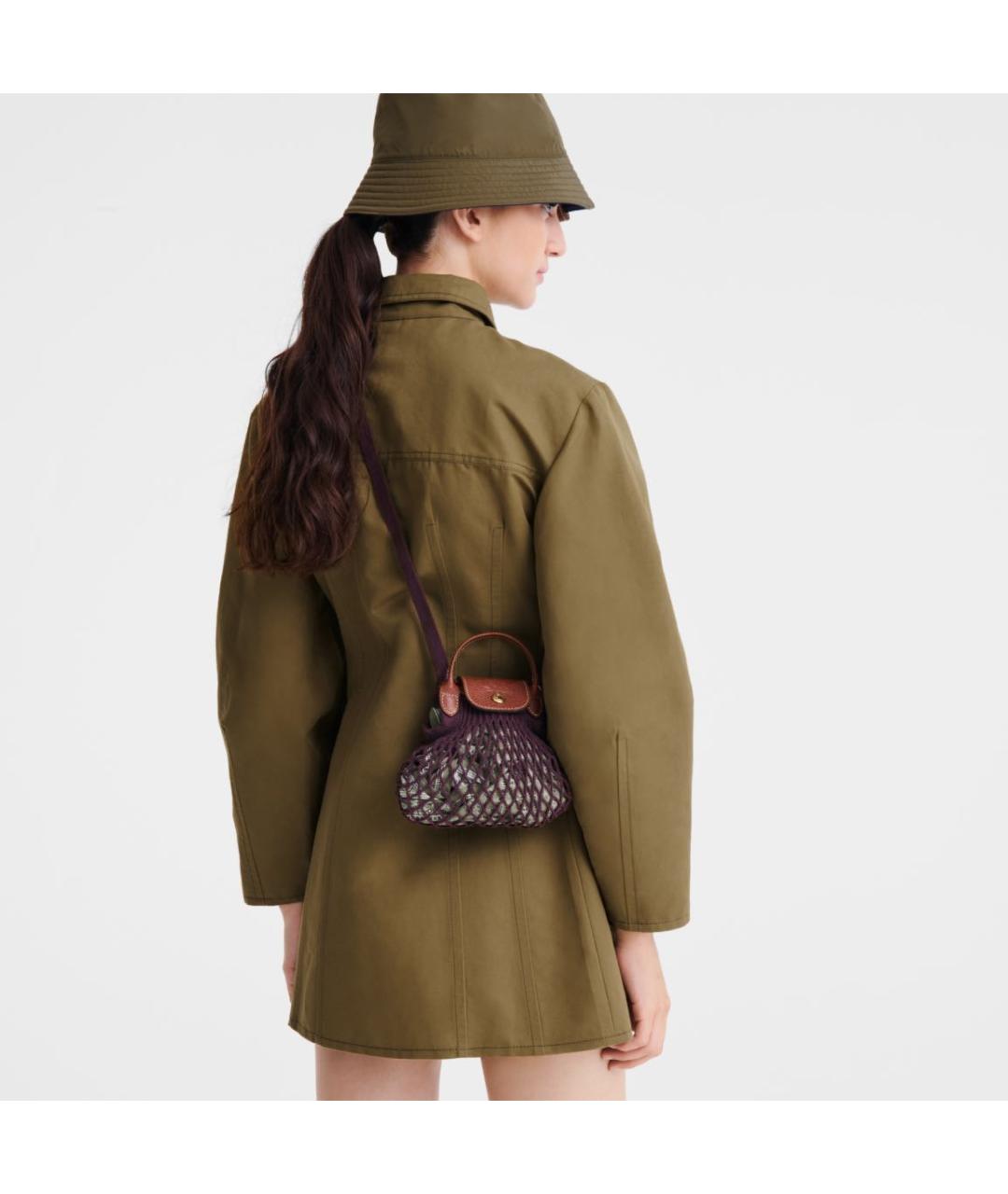 LONGCHAMP Бордовая хлопковая сумка через плечо, фото 7