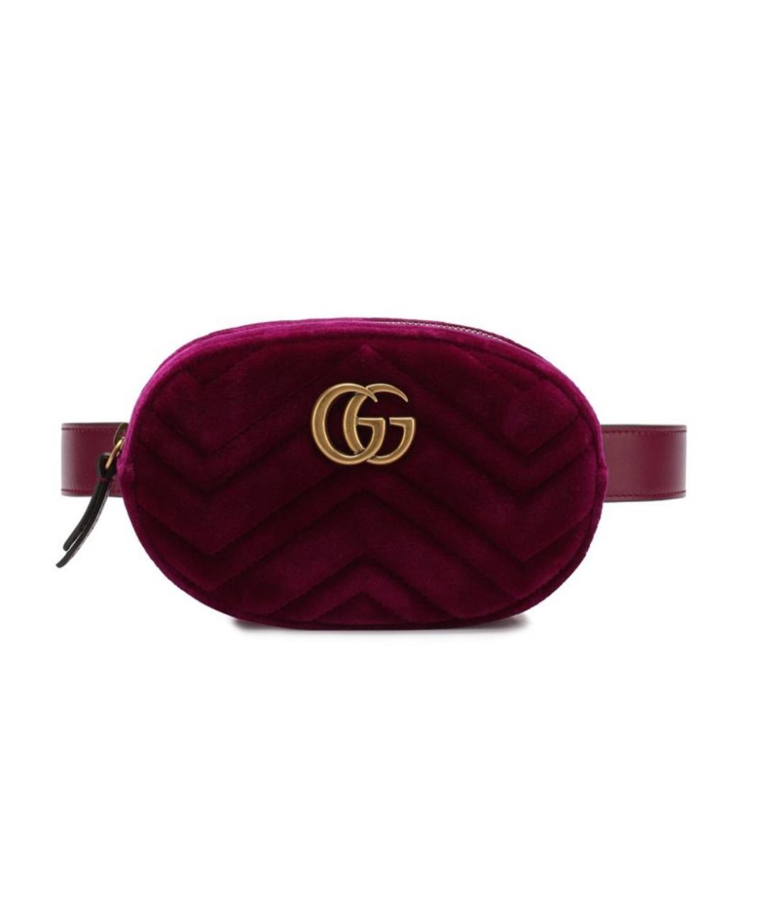 GUCCI Фуксия бархатная поясная сумка, фото 7