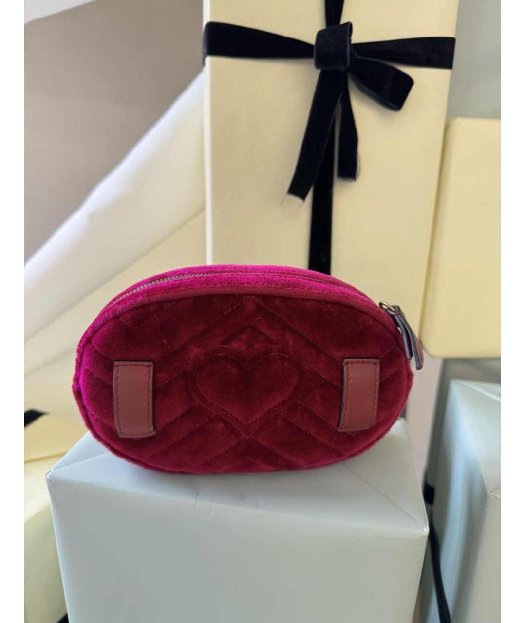 GUCCI Фуксия бархатная поясная сумка, фото 6