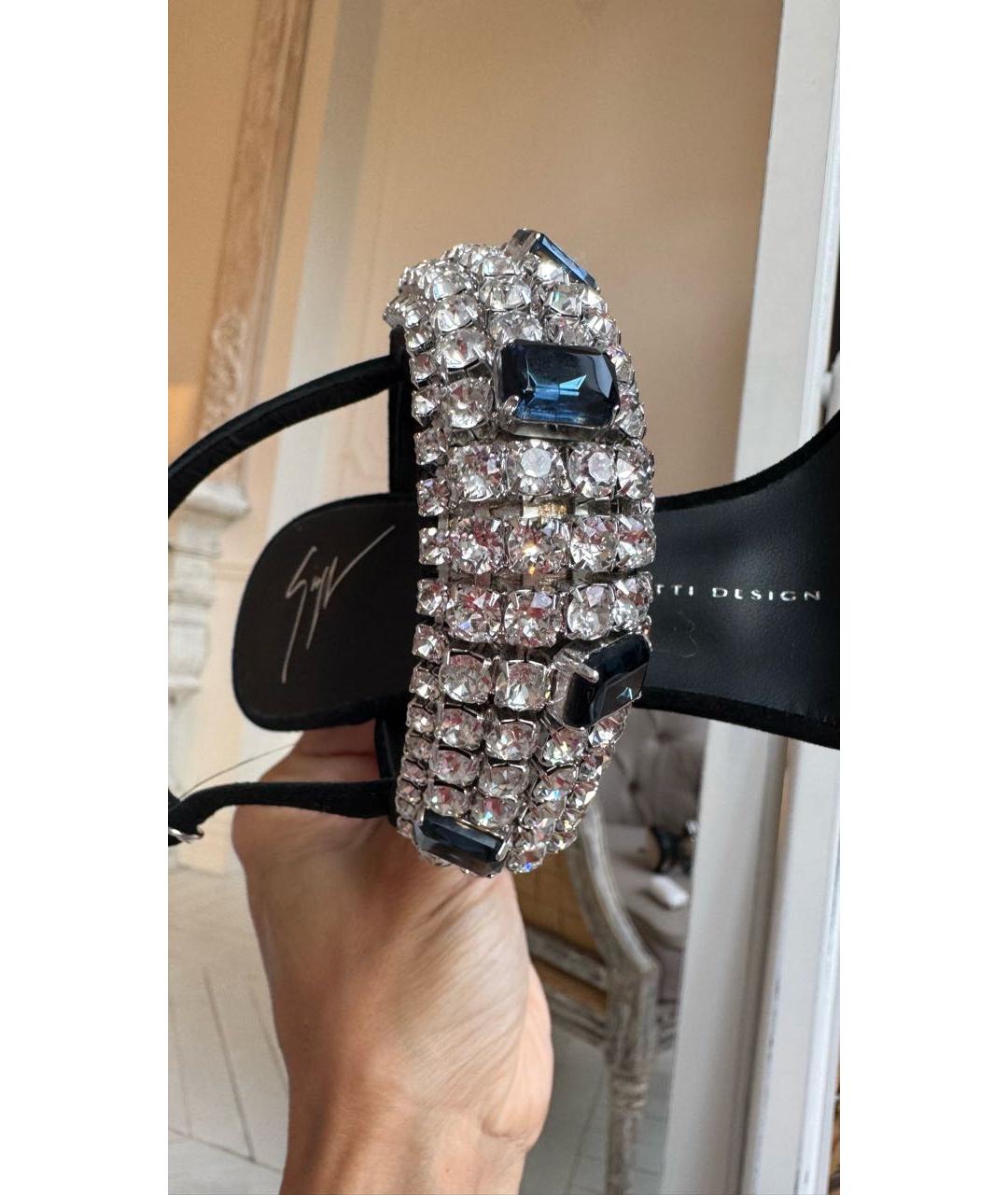 GIUSEPPE ZANOTTI DESIGN Черные замшевые босоножки, фото 5