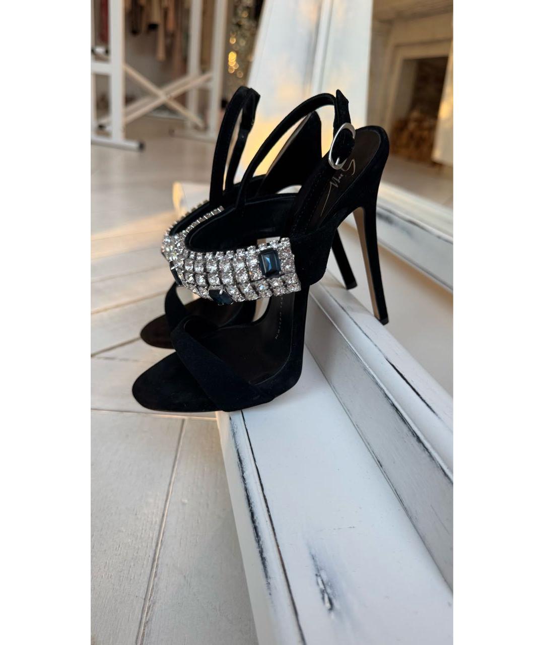 GIUSEPPE ZANOTTI DESIGN Черные замшевые босоножки, фото 4