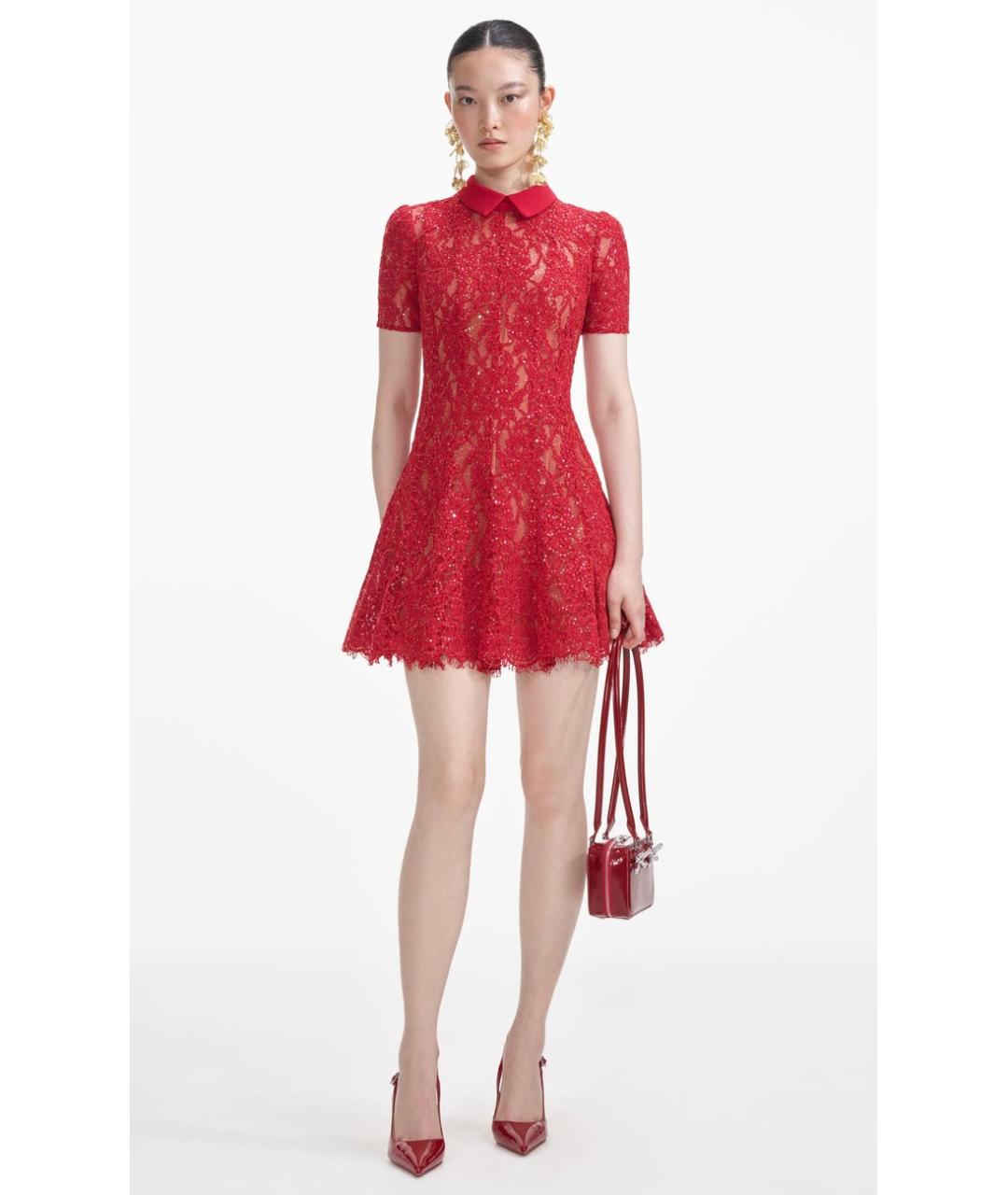 SELF-PORTRAIT Красное коктейльное платье, фото 7