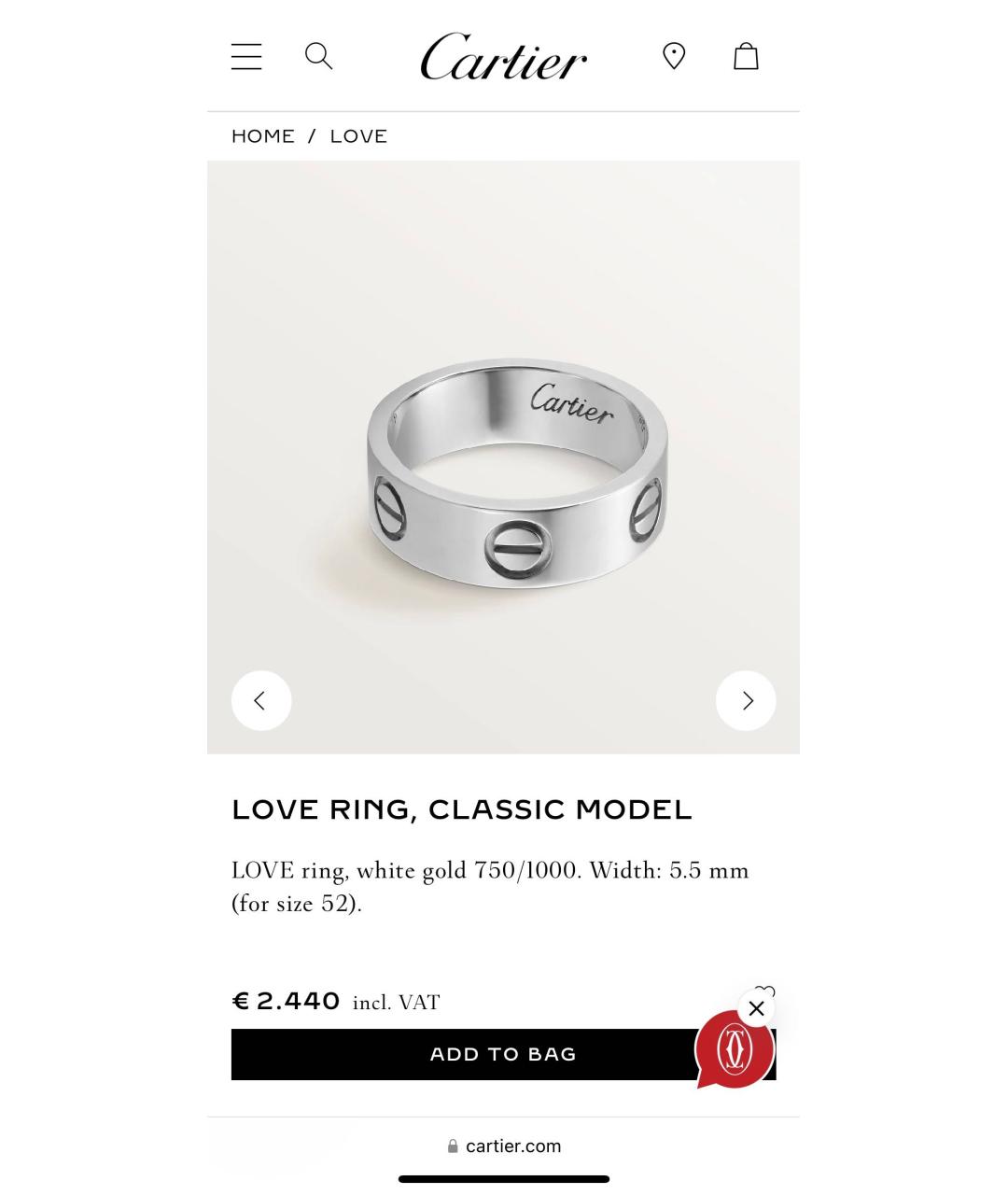 CARTIER Кольцо из белого золота, фото 6