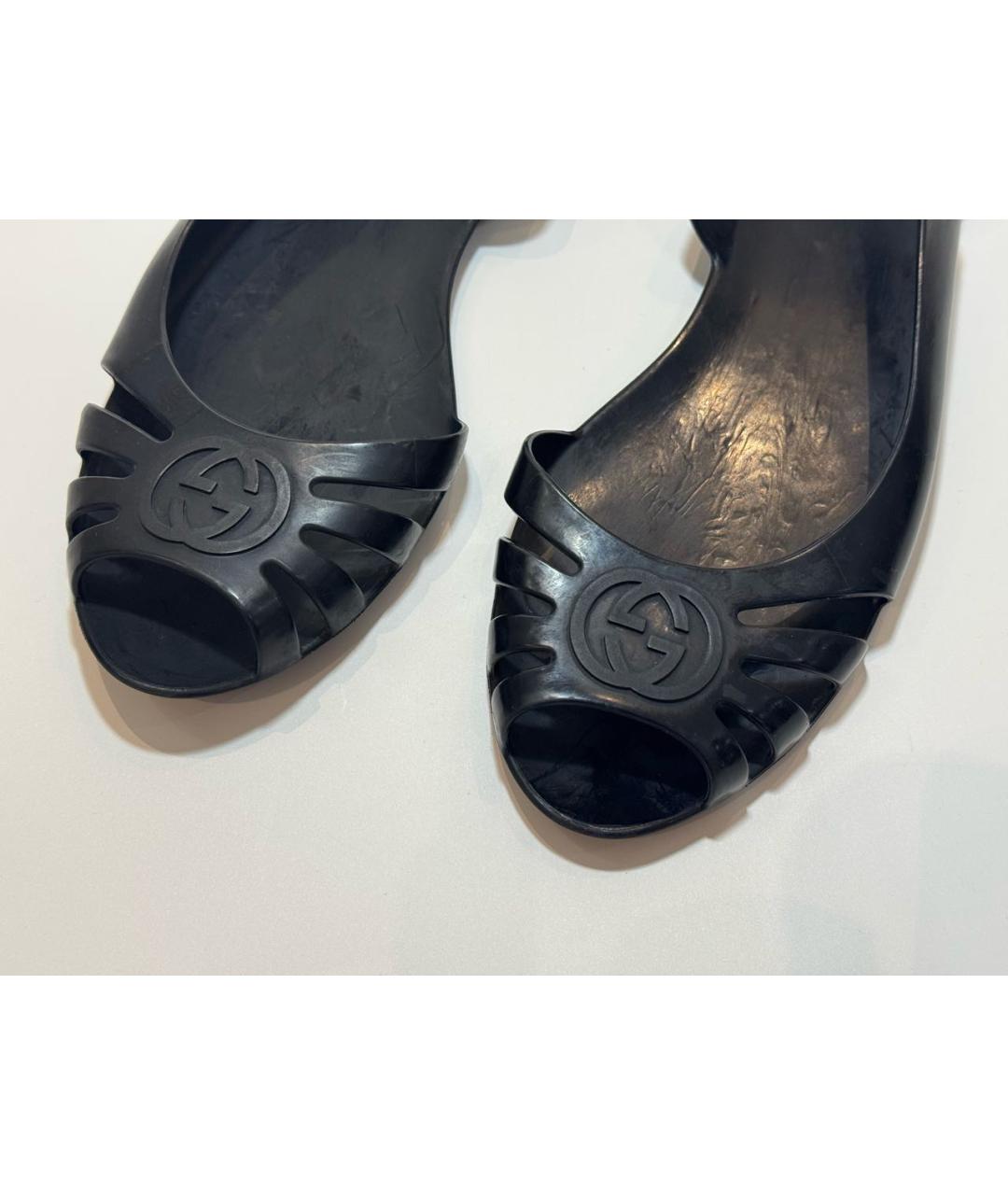 GUCCI Черные резиновые балетки, фото 2