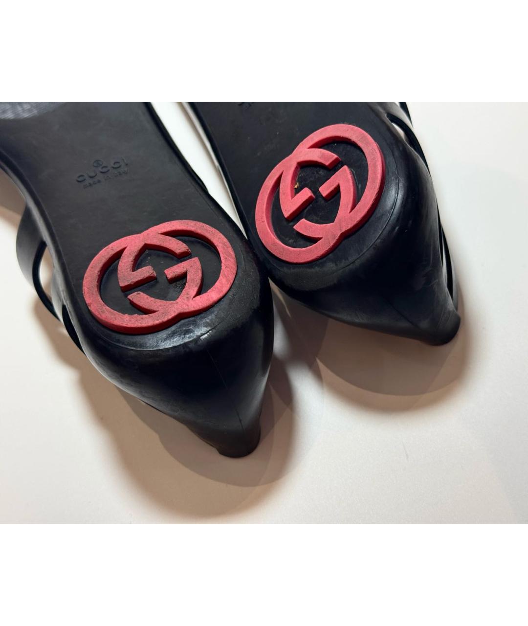 GUCCI Черные резиновые балетки, фото 5