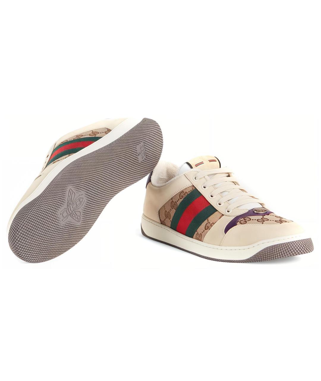 GUCCI Бежевые низкие кроссовки / кеды, фото 5