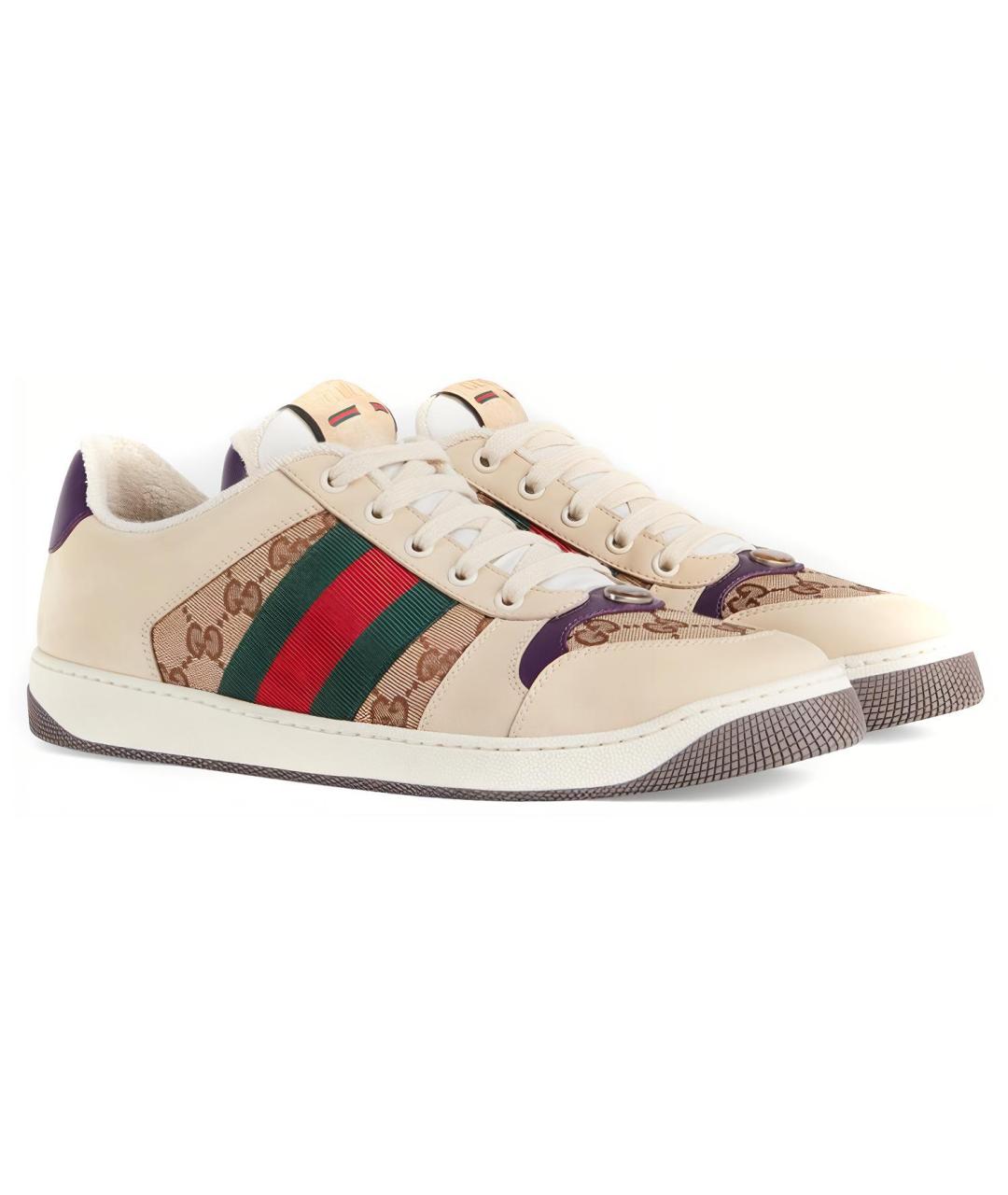 GUCCI Бежевые низкие кроссовки / кеды, фото 2