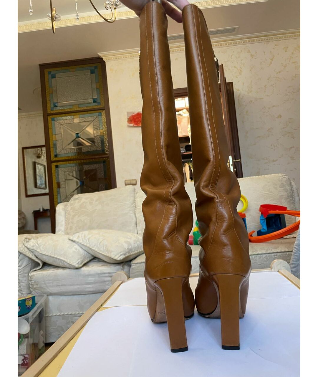 JIMMY CHOO Горчичные кожаные сапоги, фото 4