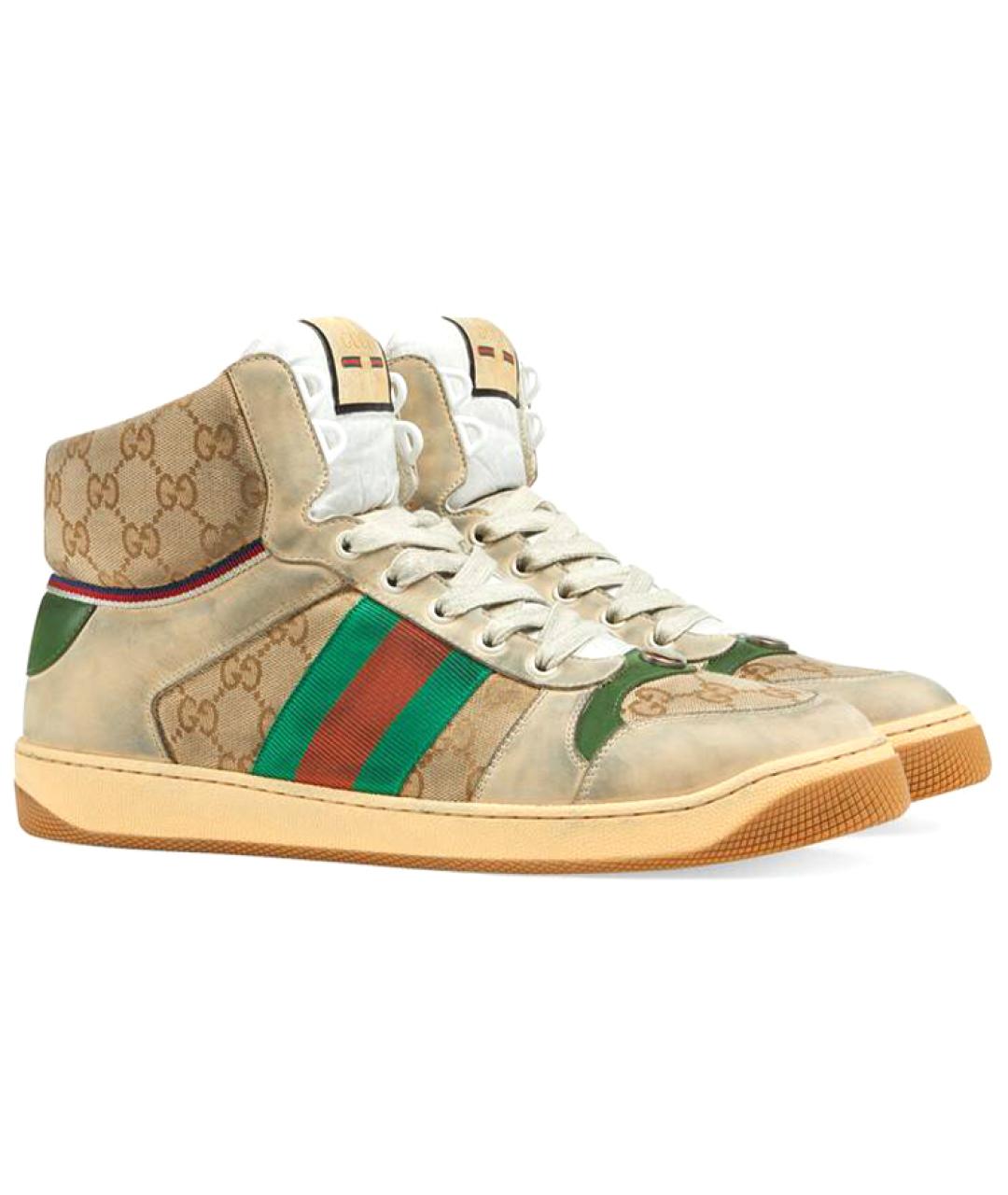 GUCCI Бежевые высокие кроссовки / кеды, фото 4