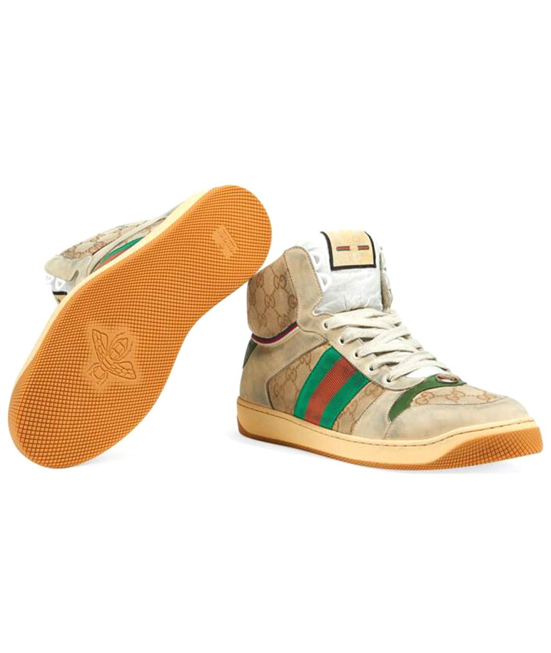 GUCCI Бежевые высокие кроссовки / кеды, фото 7