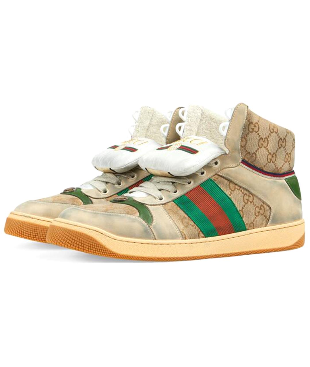 GUCCI Бежевые высокие кроссовки / кеды, фото 3