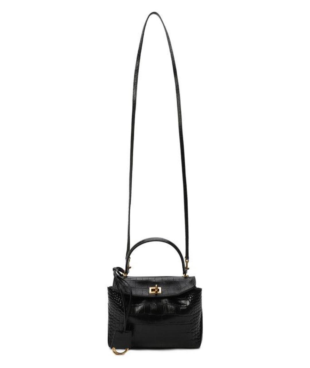 BALENCIAGA Черная кожаная сумка тоут, фото 7