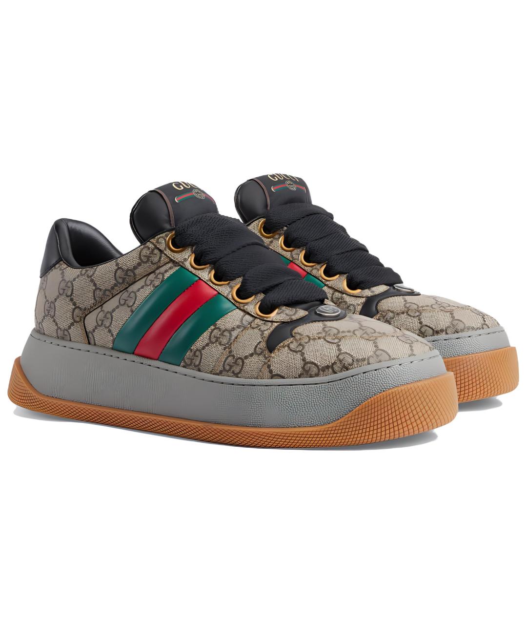 GUCCI Коричневые низкие кроссовки / кеды, фото 3