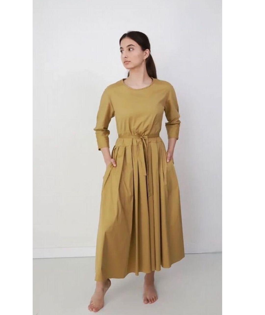 MAX MARA Желтое хлопковое повседневное платье, фото 8