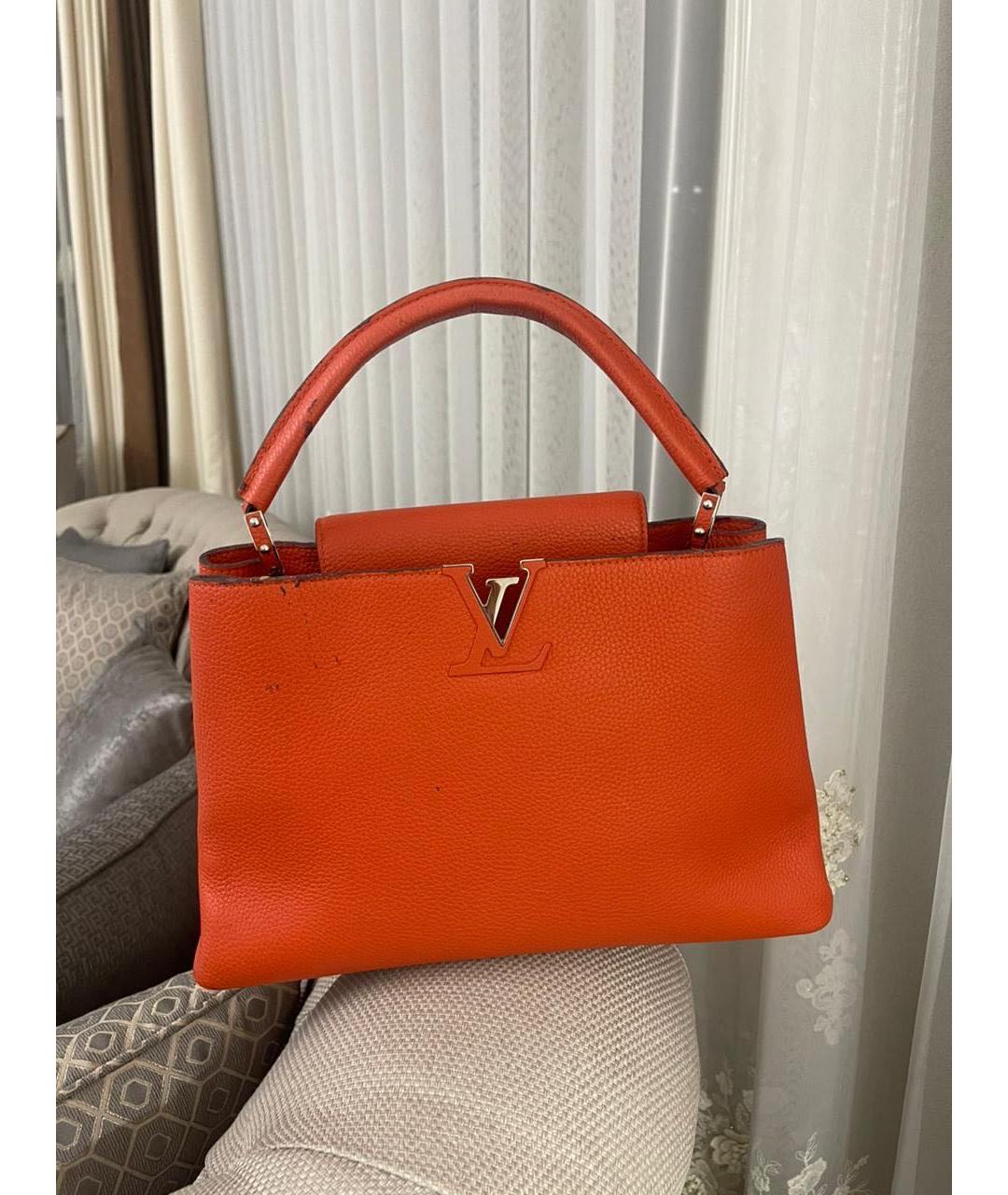LOUIS VUITTON Оранжевая кожаная сумка с короткими ручками, фото 6