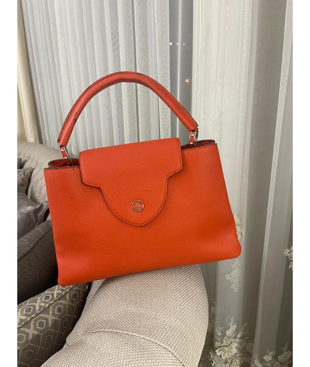 LOUIS VUITTON Оранжевая кожаная сумка с короткими ручками, фото 5