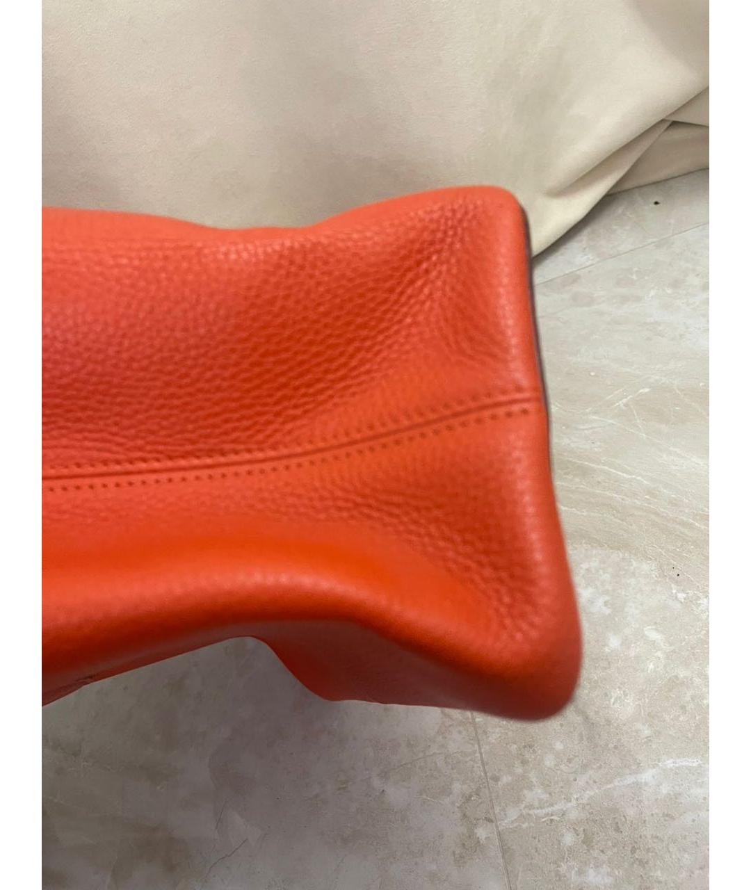 LOUIS VUITTON Оранжевая кожаная сумка с короткими ручками, фото 8