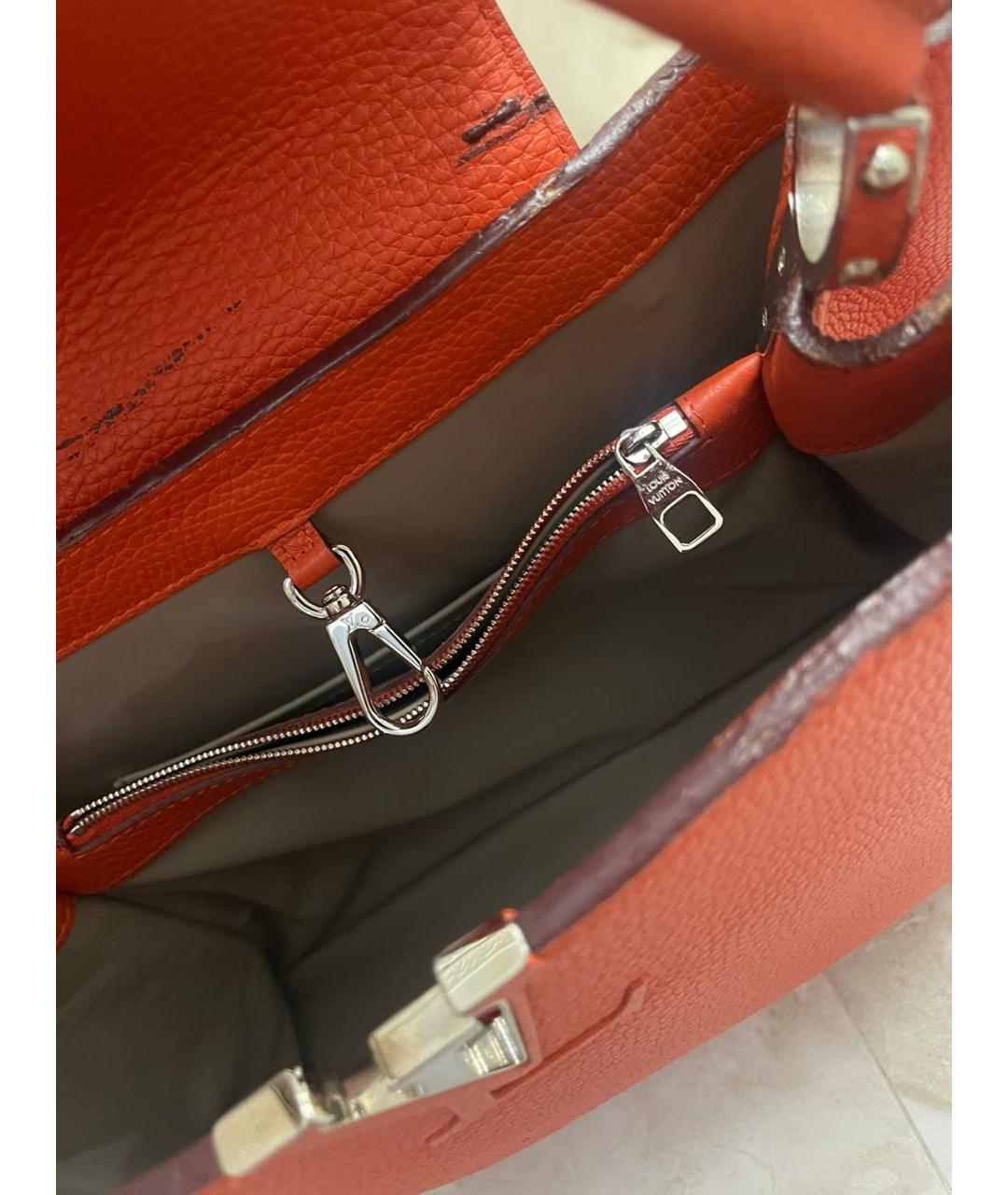 LOUIS VUITTON Оранжевая кожаная сумка с короткими ручками, фото 4