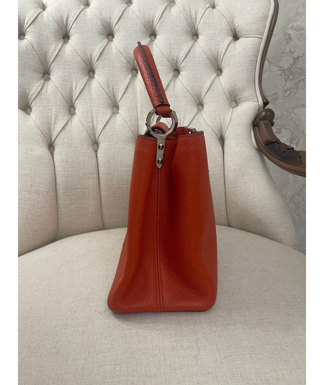 LOUIS VUITTON Оранжевая кожаная сумка с короткими ручками, фото 2