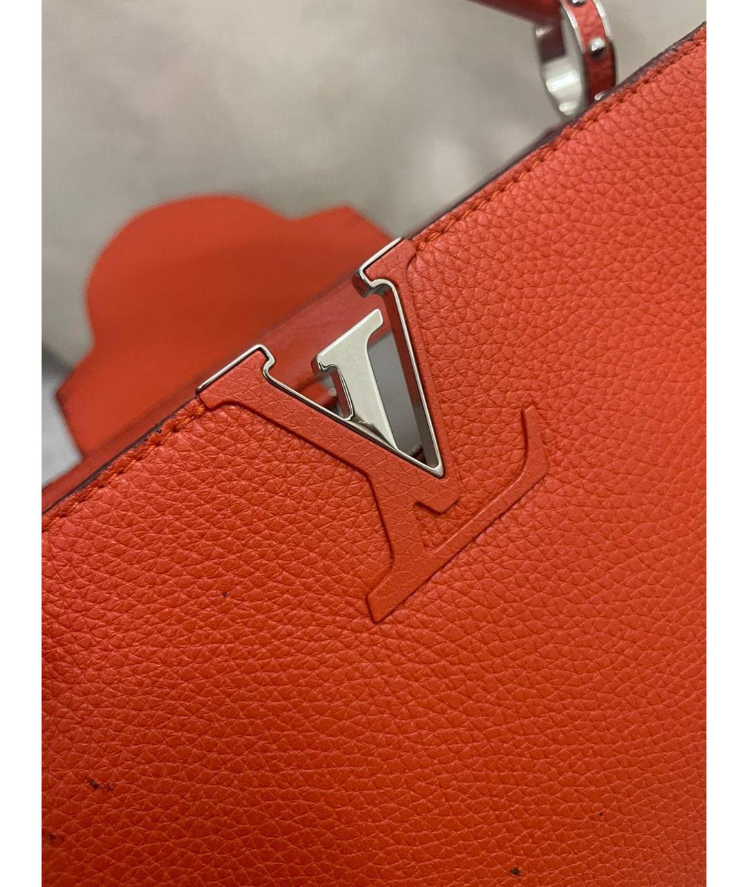 LOUIS VUITTON Оранжевая кожаная сумка с короткими ручками, фото 7