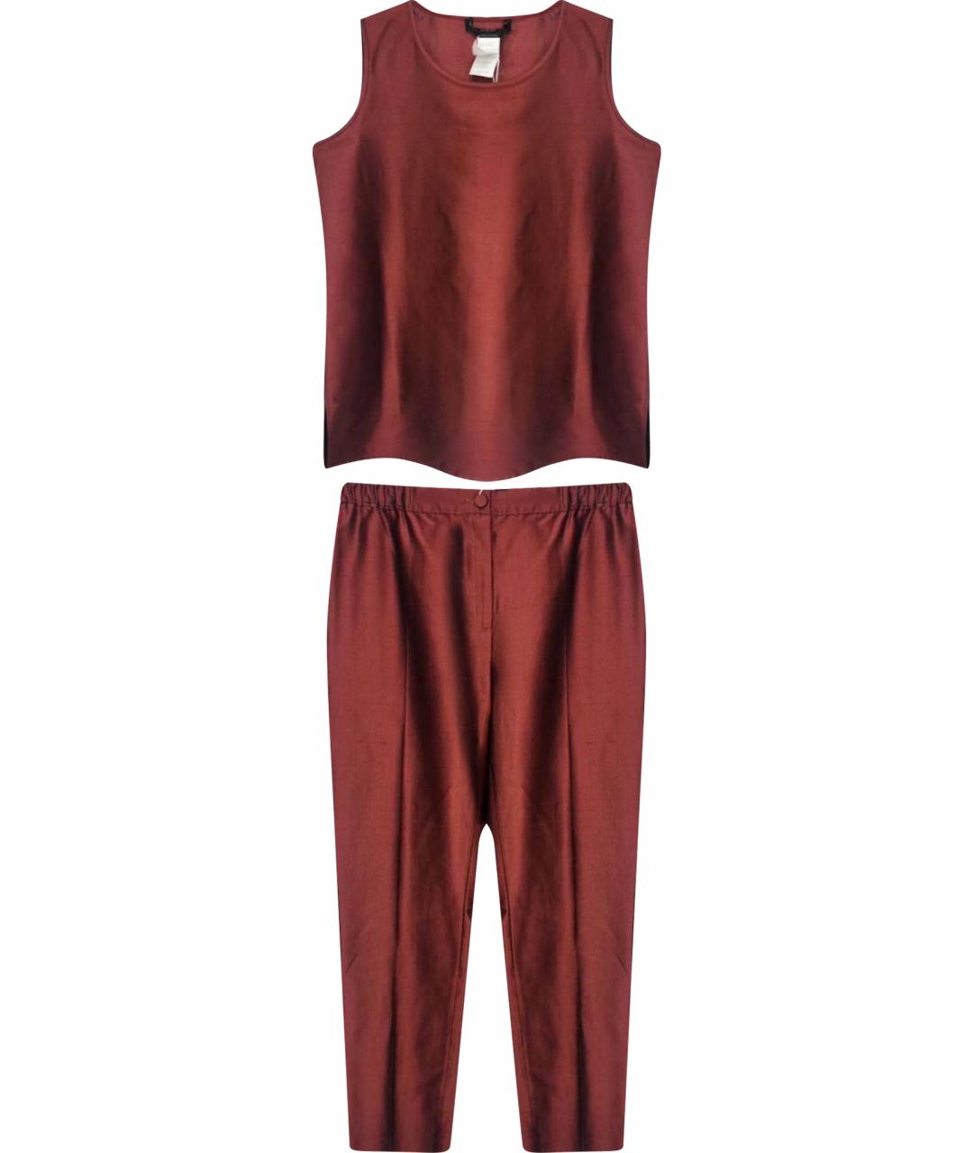MAX MARA Бордовый шелковый костюм с брюками, фото 1