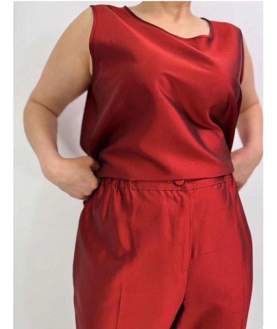 MAX MARA Бордовый шелковый костюм с брюками, фото 4