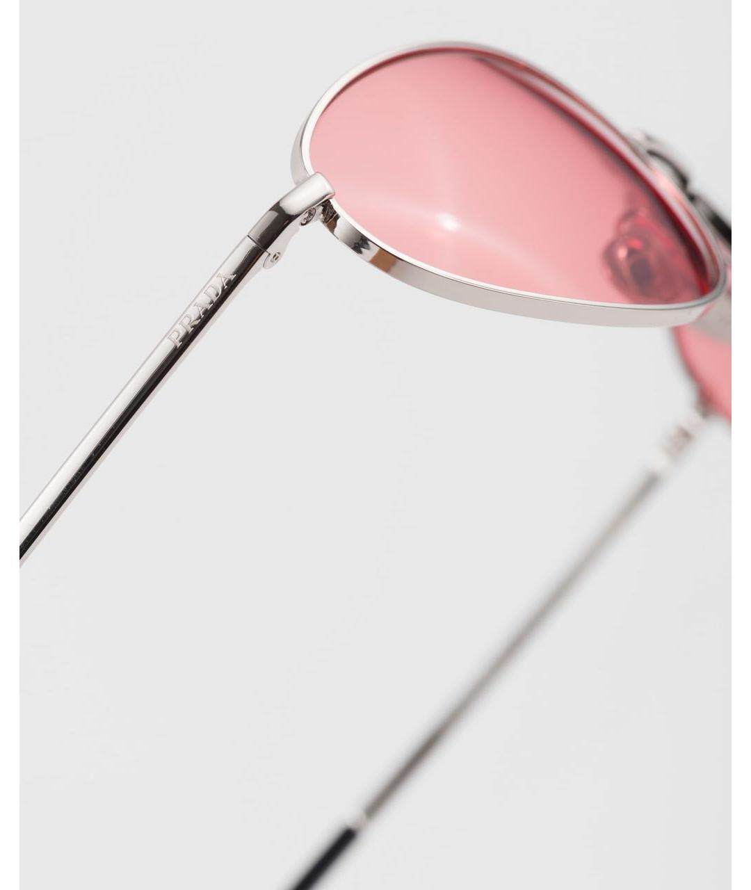 PRADA Серебряные металлические солнцезащитные очки, фото 3