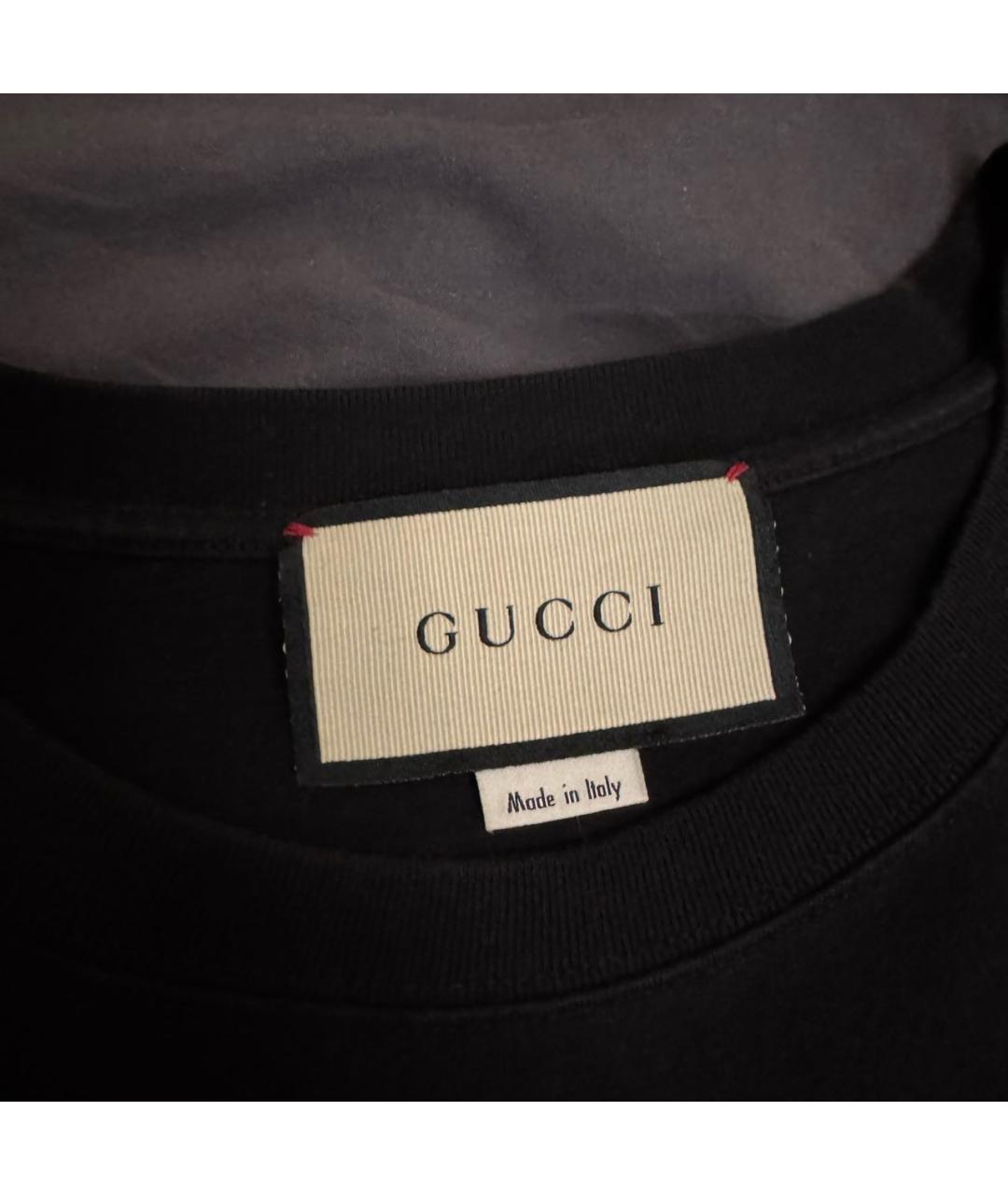 GUCCI Черная хлопковая футболка, фото 3