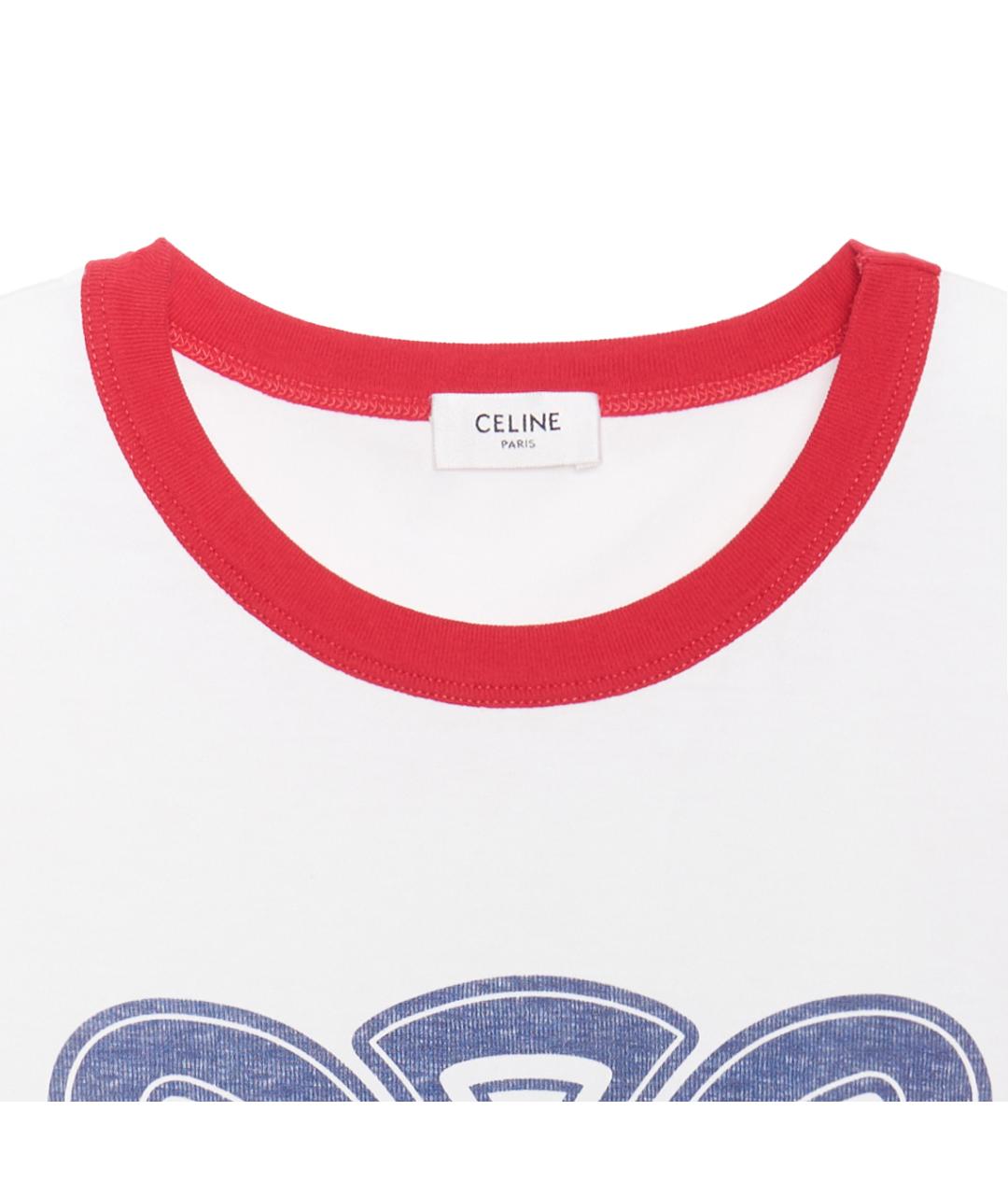 CELINE Белая хлопковая футболка, фото 5