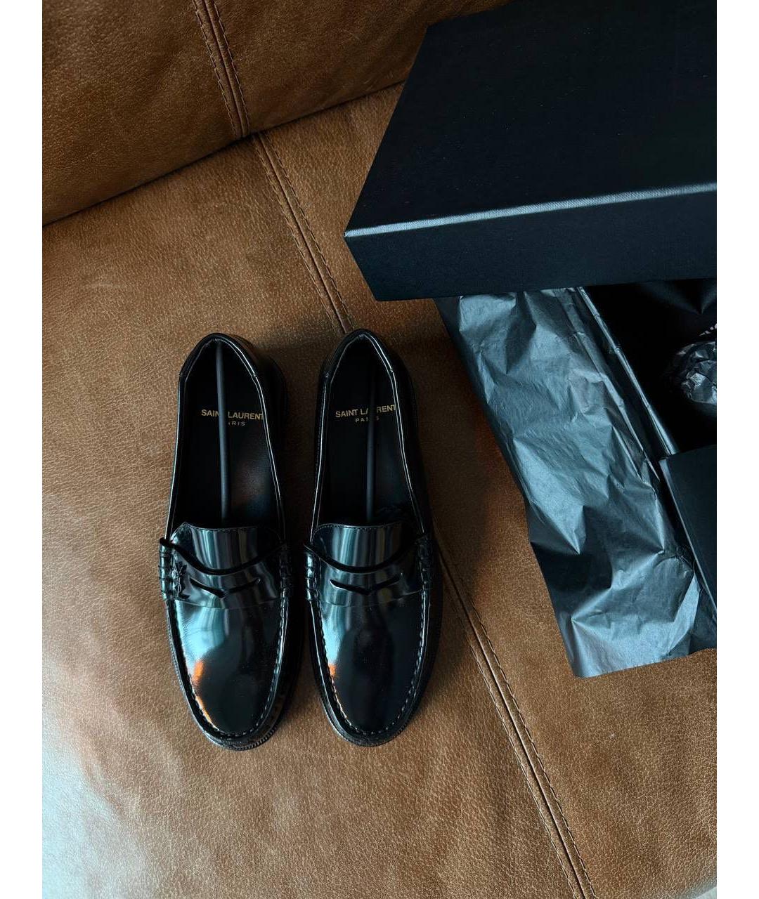 SAINT LAURENT Черные кожаные лоферы, фото 5
