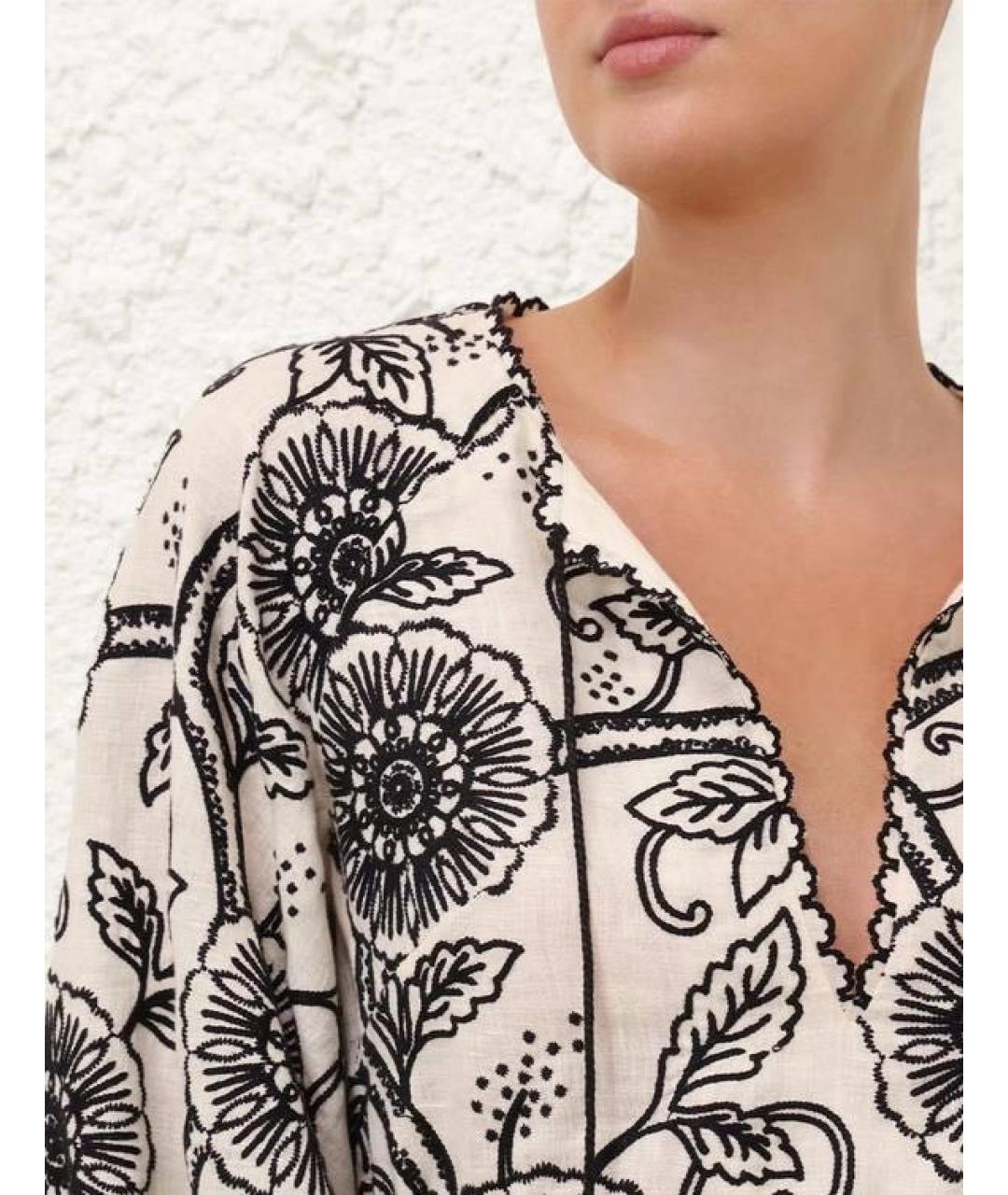 ZIMMERMANN Черное льняное повседневное платье, фото 3