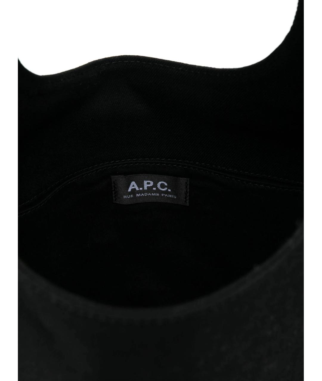 A.P.C. Черная хлопковая сумка тоут, фото 5