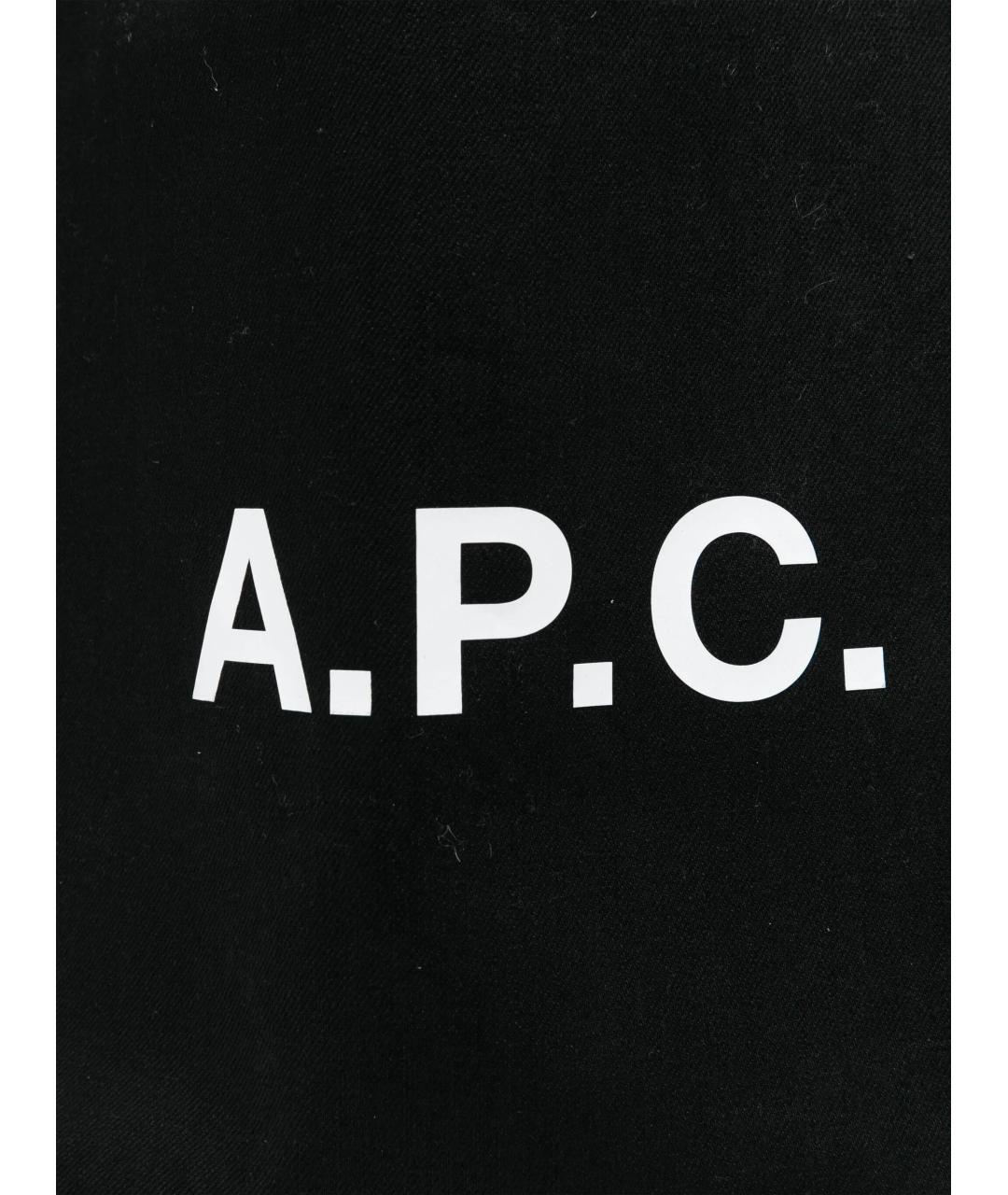 A.P.C. Черная хлопковая сумка тоут, фото 4