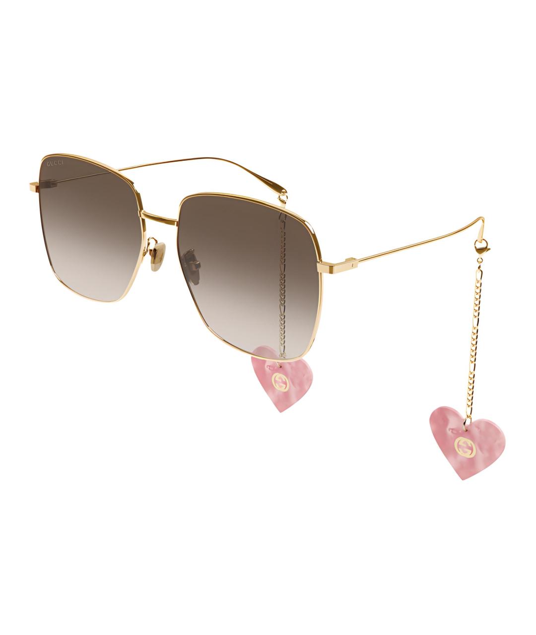 GUCCI Золотые металлические солнцезащитные очки, фото 2