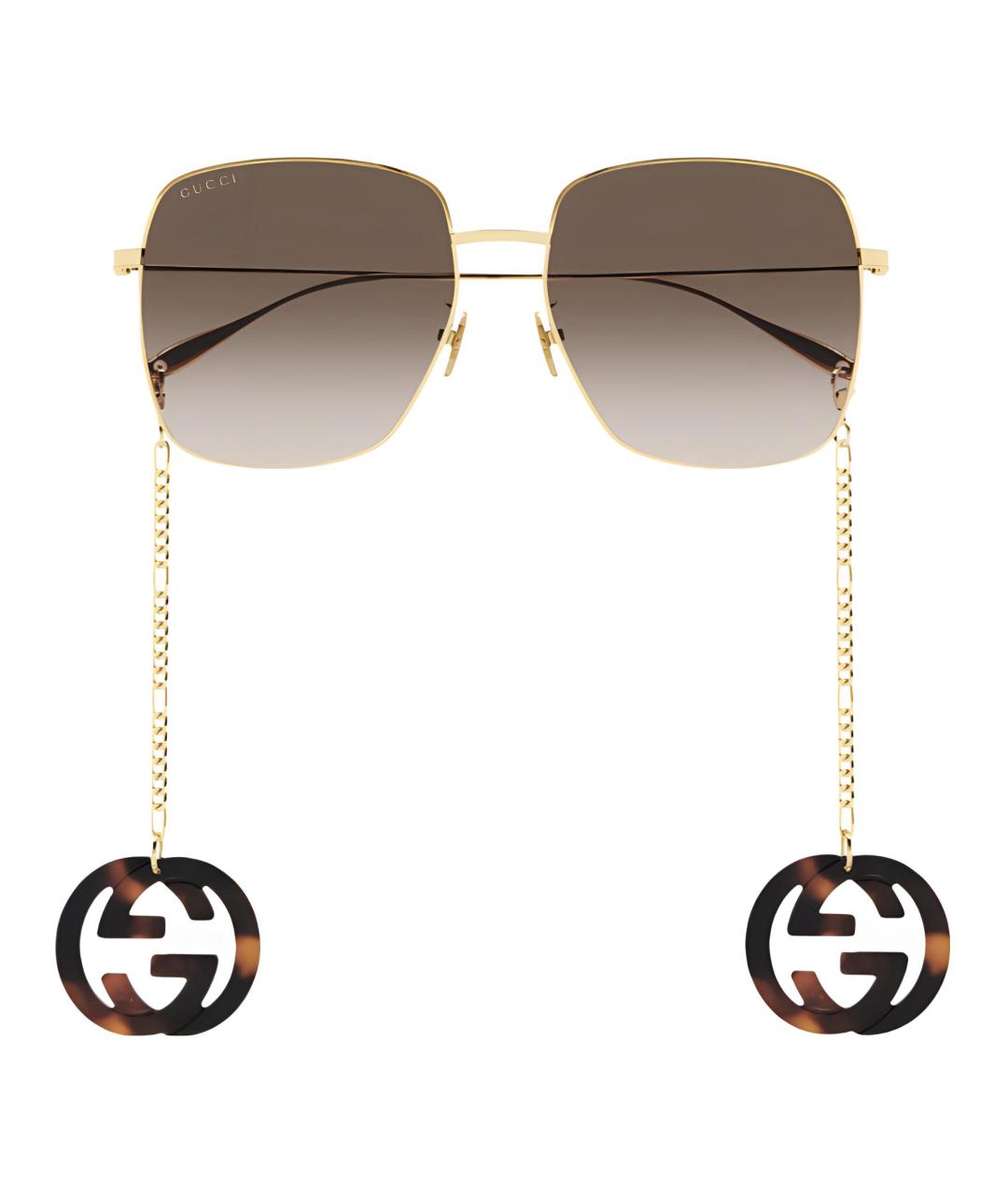 GUCCI Золотые металлические солнцезащитные очки, фото 3