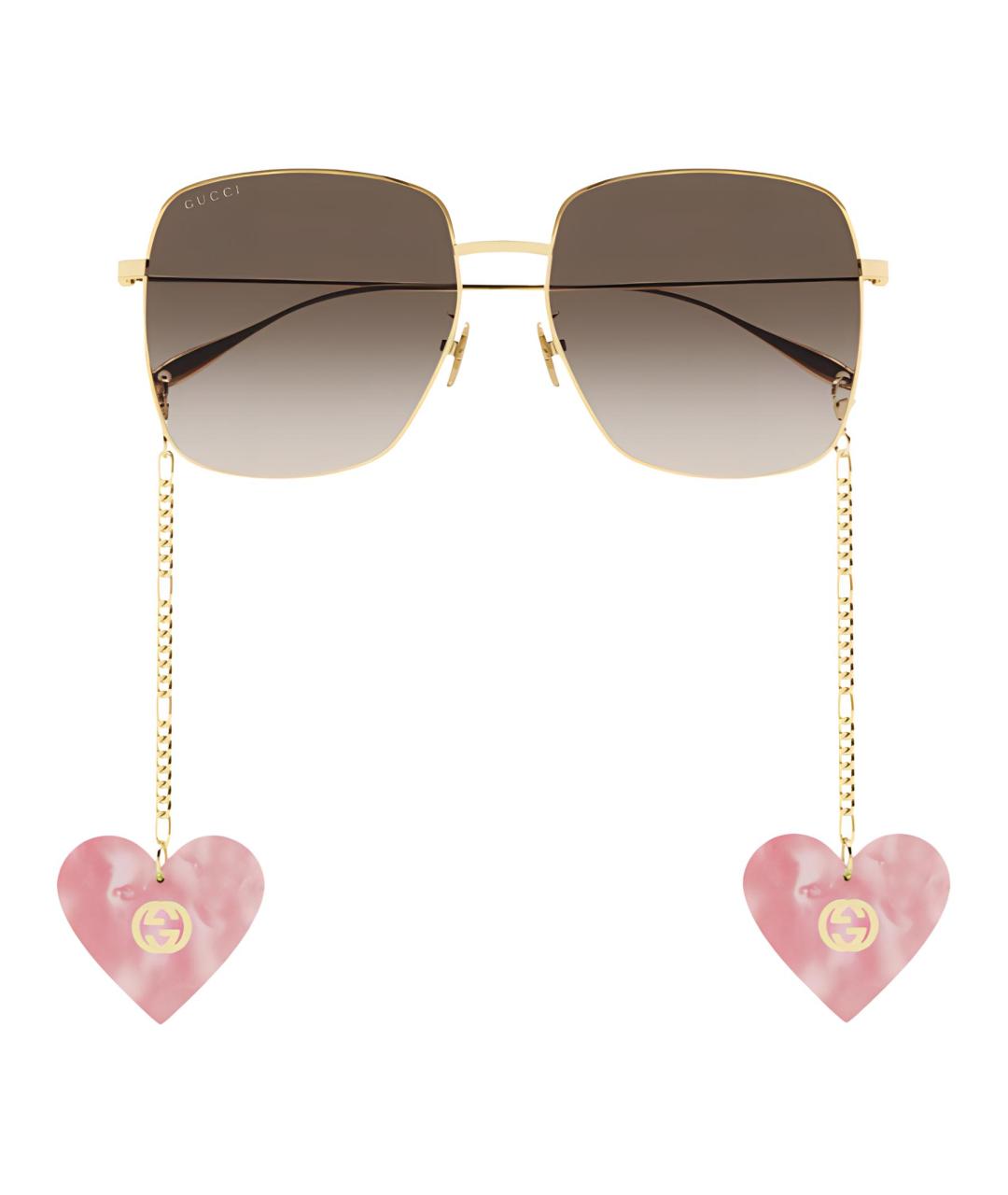 GUCCI Золотые металлические солнцезащитные очки, фото 4