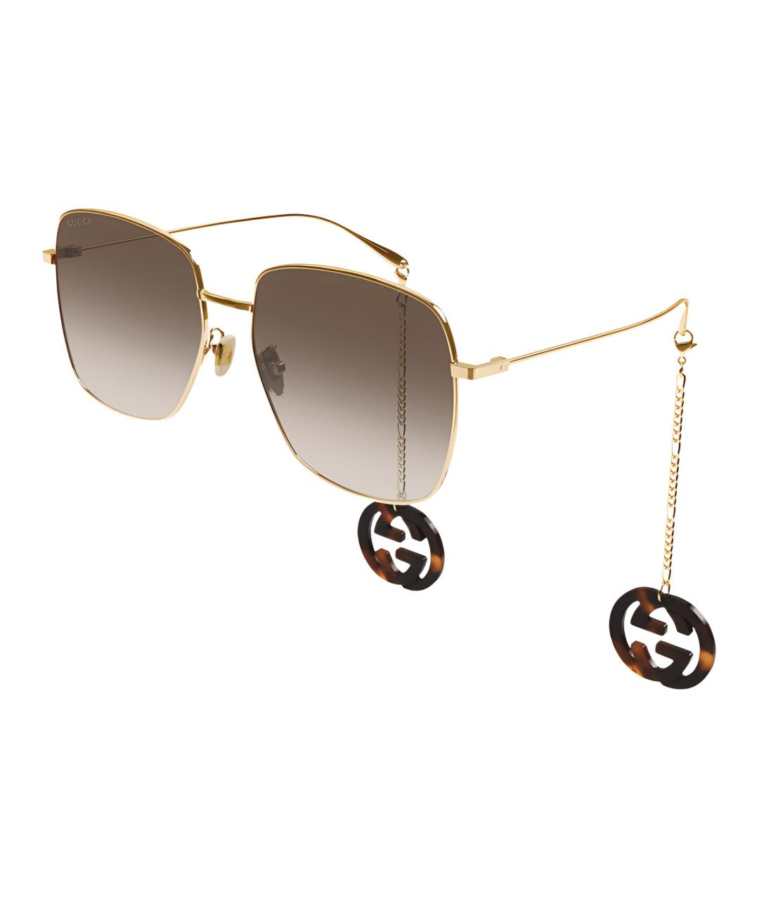 GUCCI Золотые металлические солнцезащитные очки, фото 1