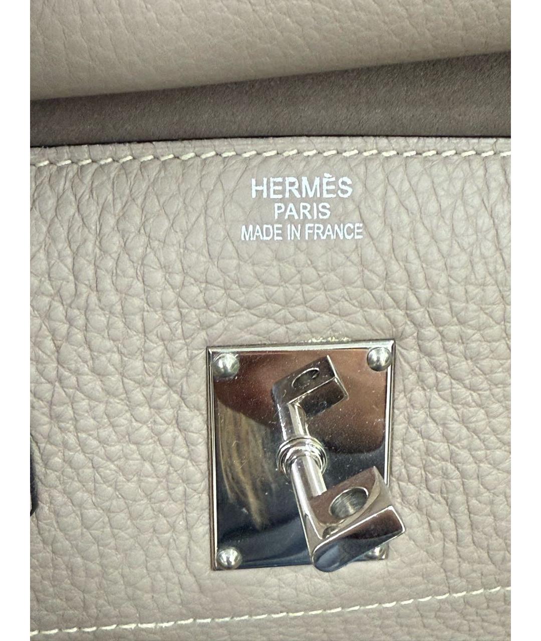 HERMES Бежевая кожаная сумка с короткими ручками, фото 8