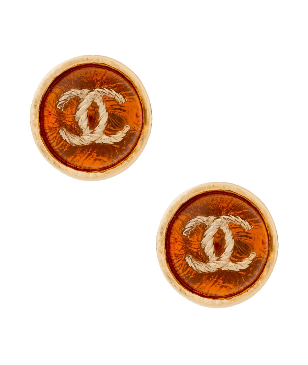 CHANEL Коричневые металлические серьги, фото 1