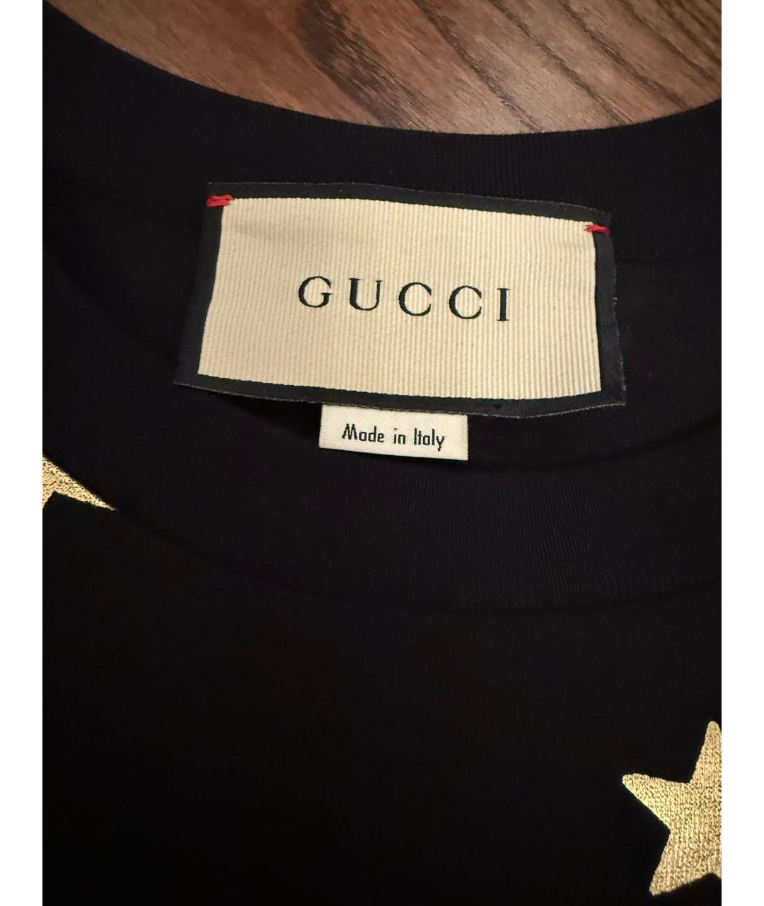 GUCCI Черная хлопковая футболка, фото 2