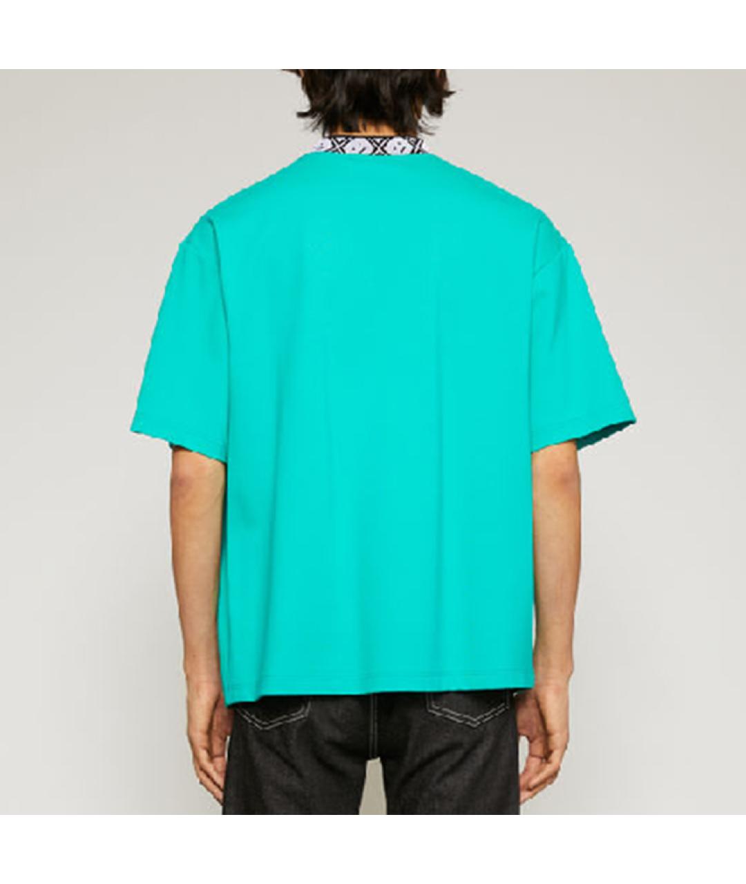 ACNE STUDIOS Бирюзовая хлопковая футболка, фото 4