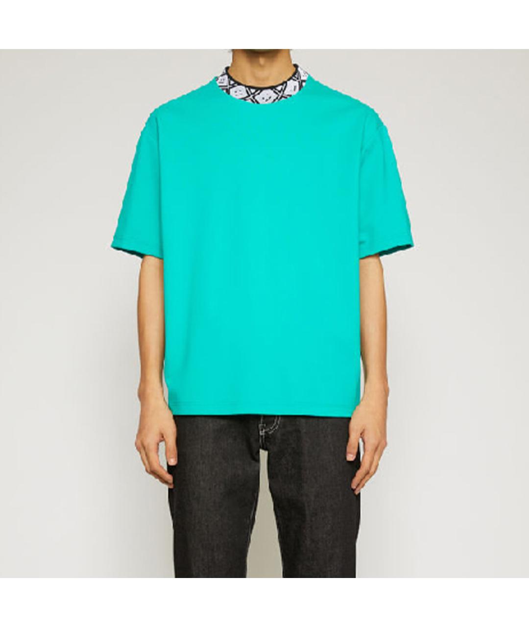 ACNE STUDIOS Бирюзовая хлопковая футболка, фото 3