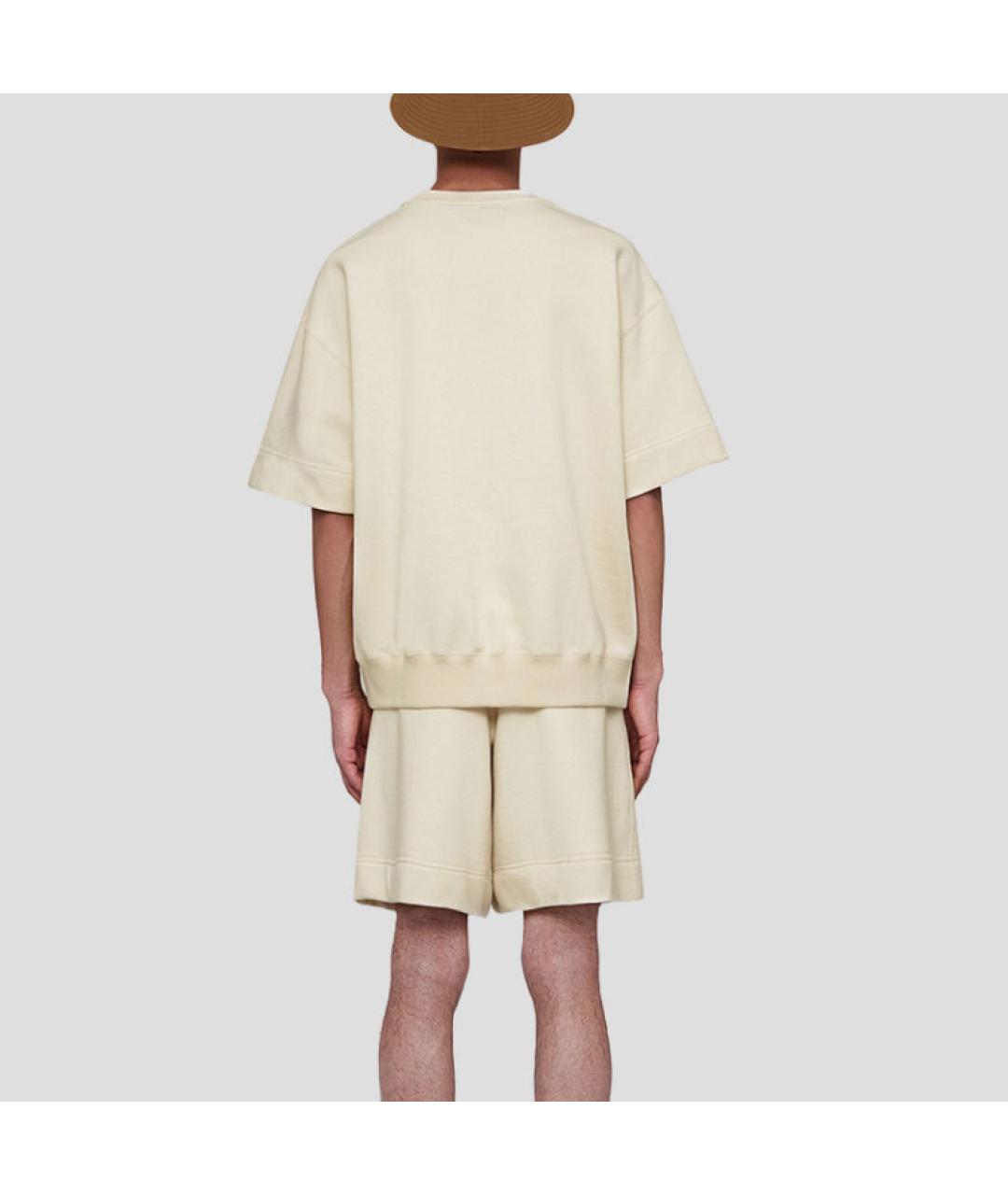 JIL SANDER Бежевая хлопковая футболка, фото 4