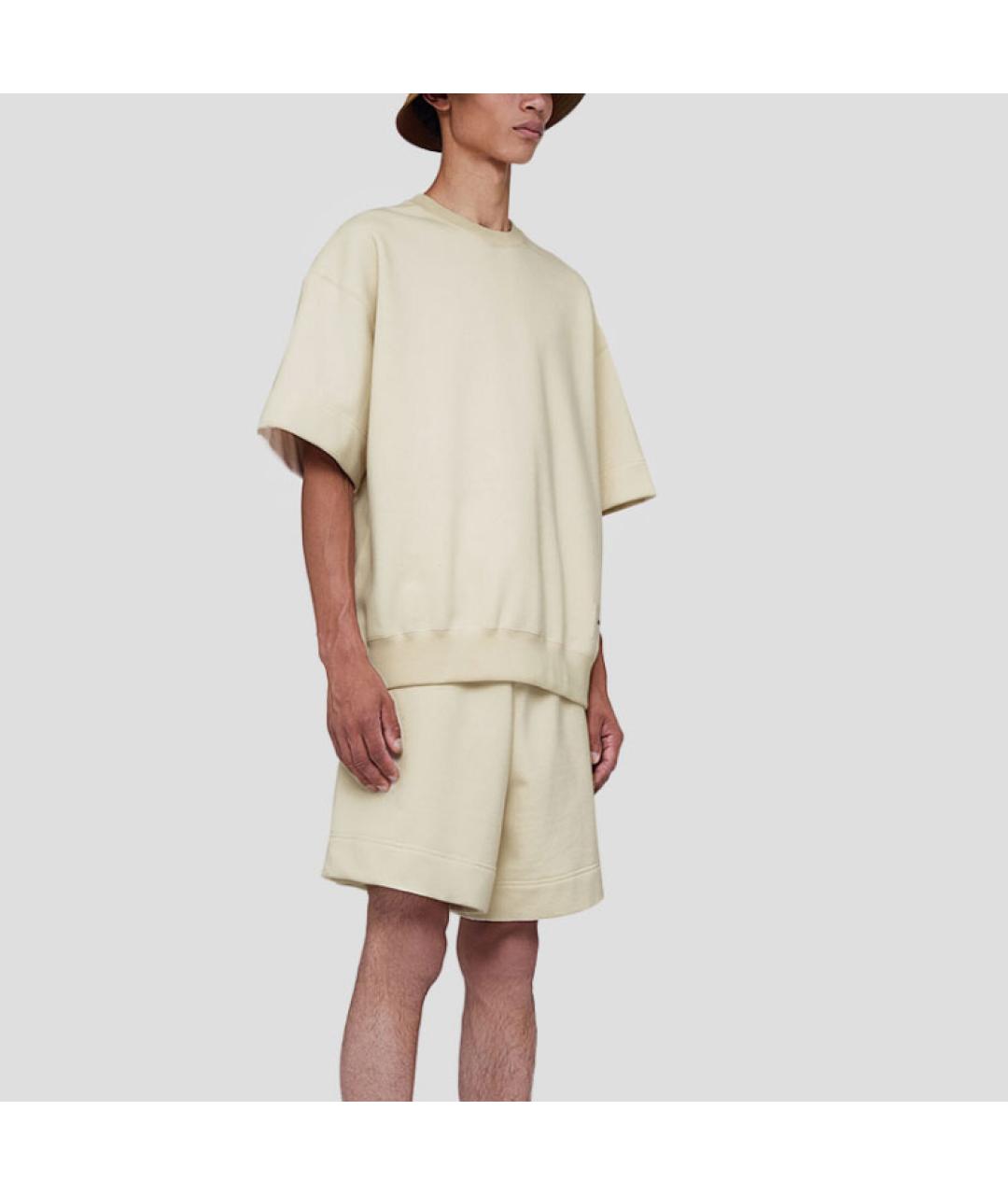 JIL SANDER Бежевая хлопковая футболка, фото 3