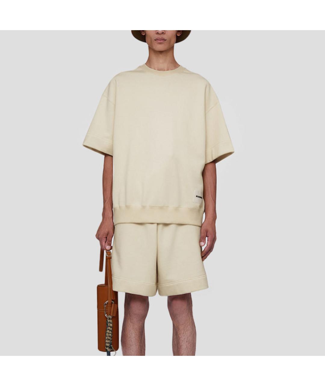 JIL SANDER Бежевая хлопковая футболка, фото 2
