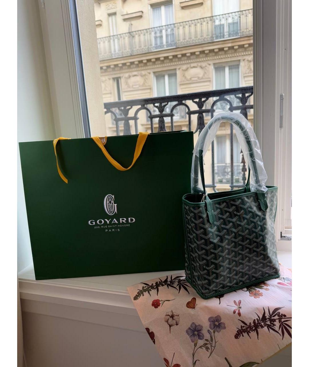 GOYARD Зеленая кожаная сумка тоут, фото 4