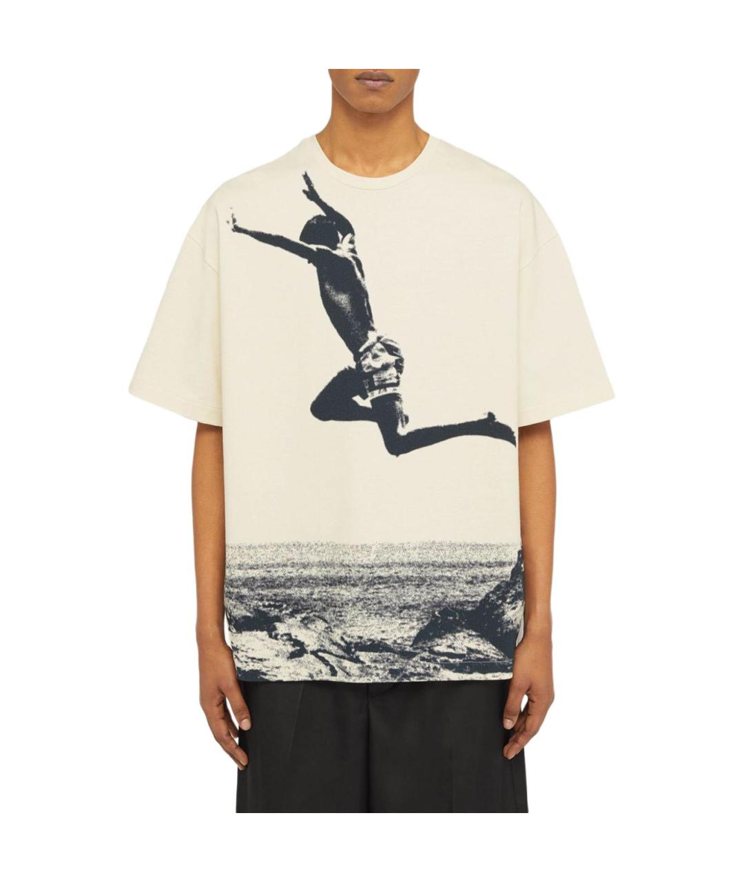 JIL SANDER Бежевая хлопковая футболка, фото 2